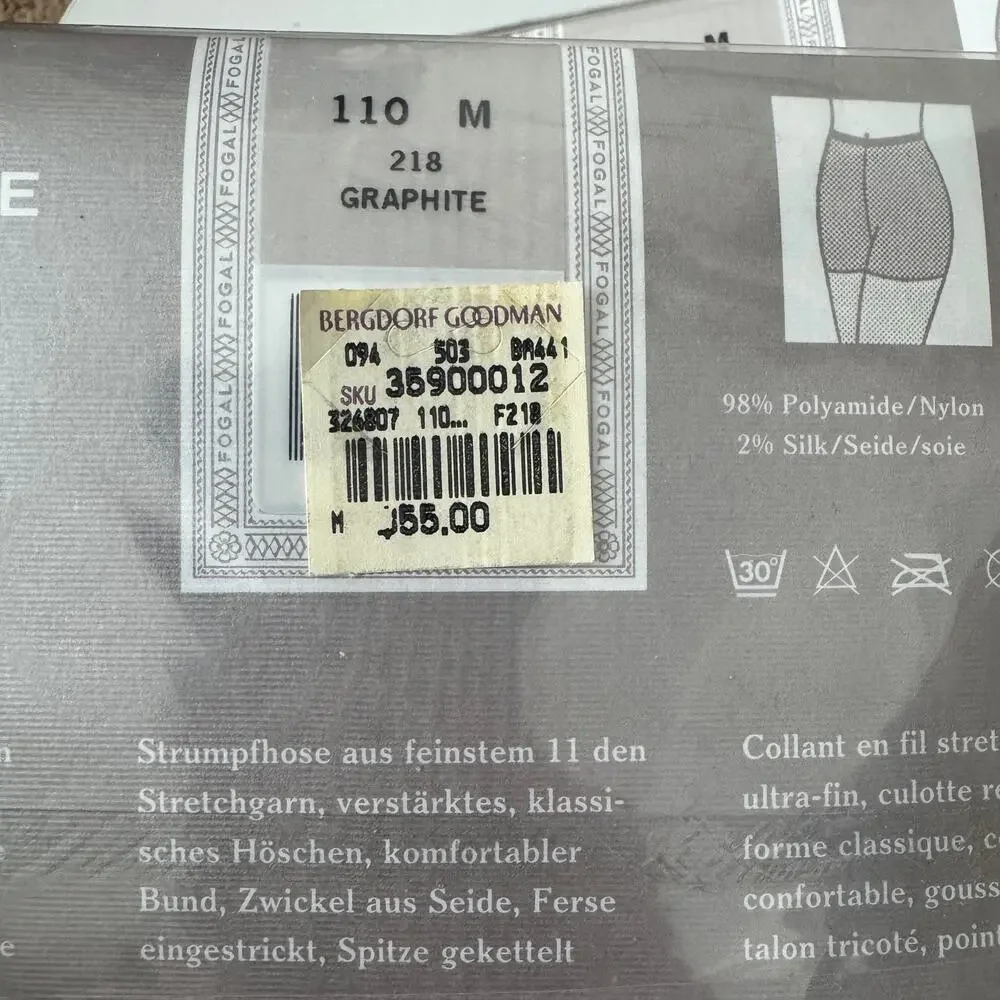 Y2K Fogal Noblesse 110 Pantyhose Graphite M Bergdorf Goodman Made in France